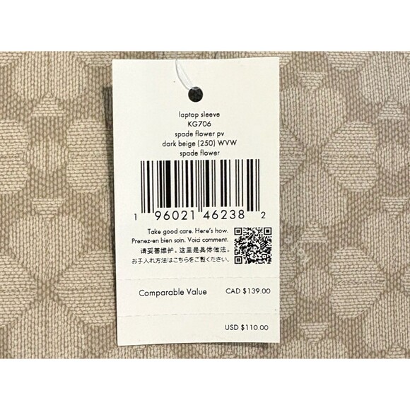 NEW Kate Spade Signature Flower Universal Laptop Sleeve Light Tan 15 Inch Zipper - Picture 3 of 7